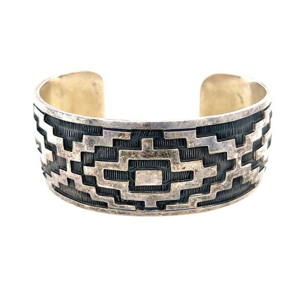 ❌SOLD❌Mexican Silver 925 Aztec Cuff Bracelet - Picture 1 of 6
